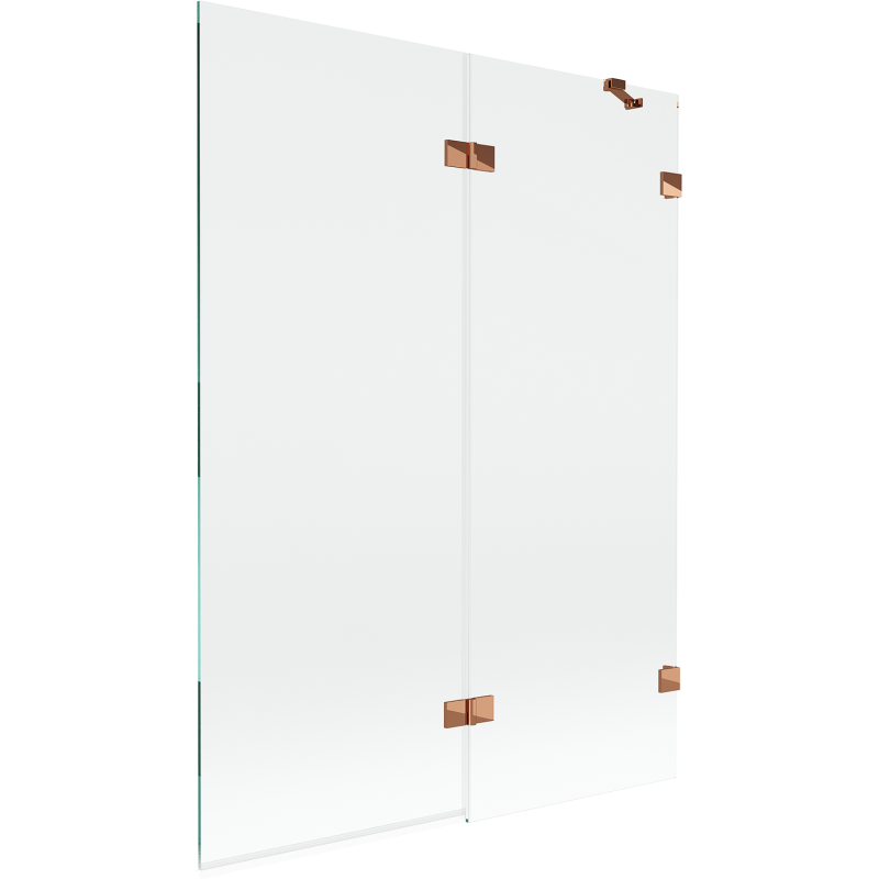 Mexen Lunar paroi de baignoire à 2 volets droite 130 x 150 cm, transparent, or rose - 897-130-100-60-00-P