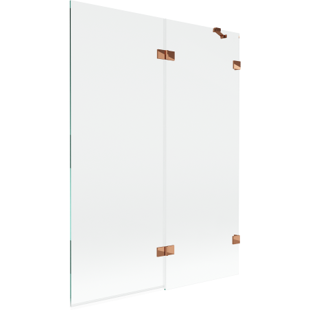 Mexen Lunar pare-douche de baignoire pliant 2 volets droit 130 x 150 cm, transparent, or rose - 897-130-100-60-00-P