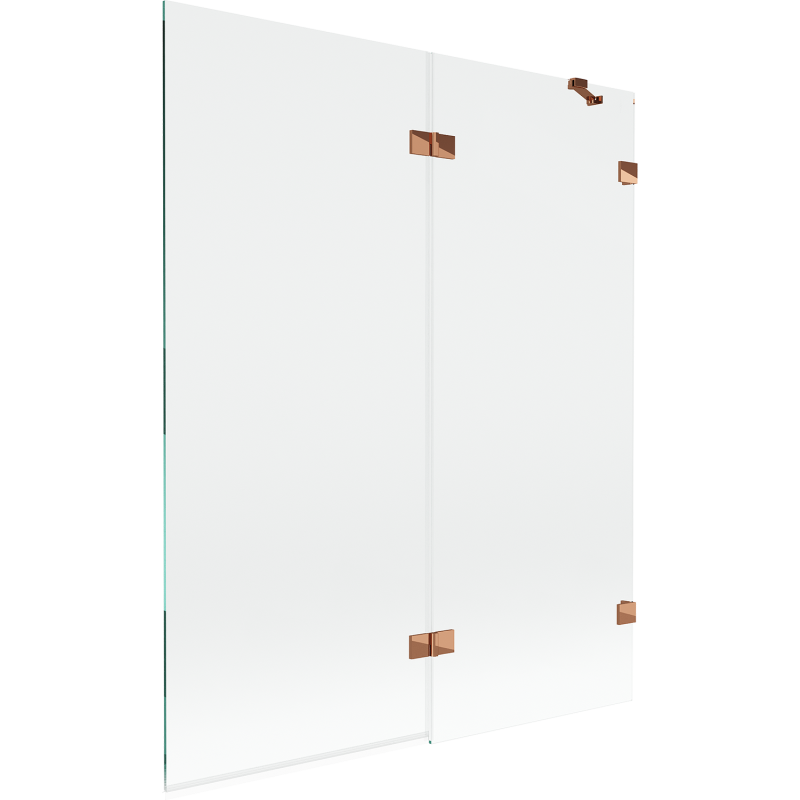 Mexen Lunar paroi de baignoire à 2 volets, droit 140 x 150 cm, transparent, or rose - 897-140-100-60-00-P