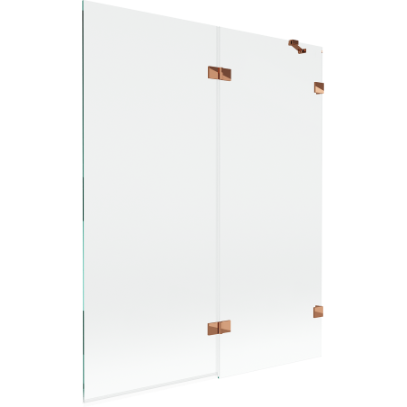 Mexen Lunar paroi de baignoire à 2 volets, droit 140 x 150 cm, transparent, or rose - 897-140-100-60-00-P