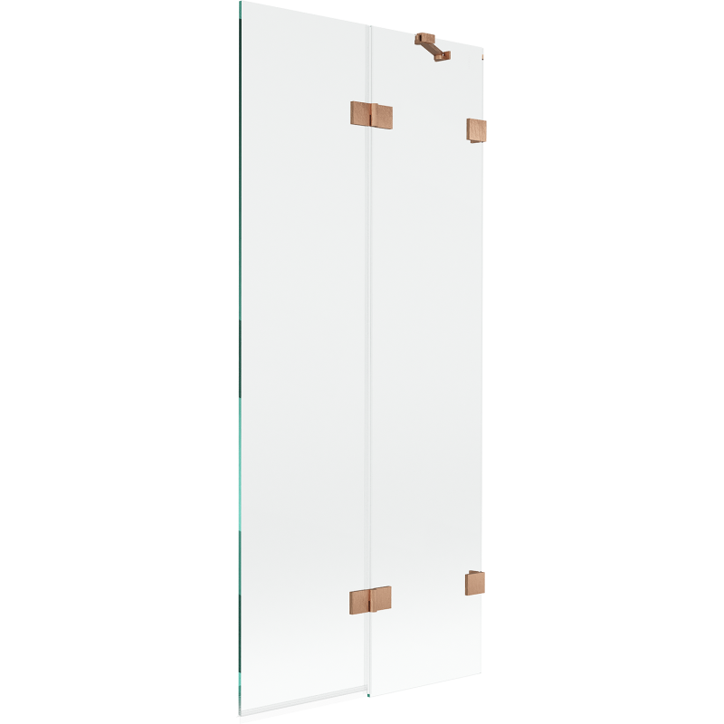 Mexen Lunar paroi de bain 2 volets droite 80 x 150 cm, transparent, cuivre brossé - 897-080-100-65-00-P