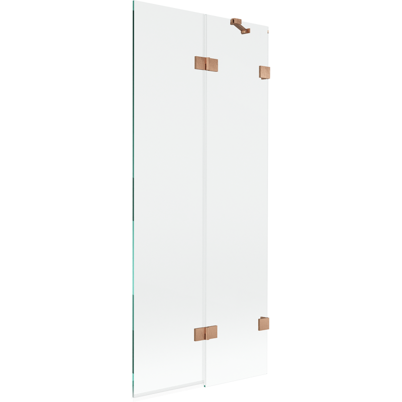 Mexen Lunar paroi de douche 2 panneaux droite 80 x 150 cm, transparent, cuivre brossé - 897-080-100-65-00-P