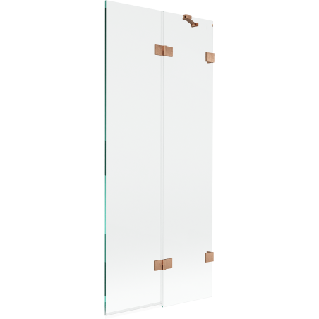 Mexen Lunar paroi de bain 2 volets droite 80 x 150 cm, transparent, cuivre brossé - 897-080-100-65-00-P