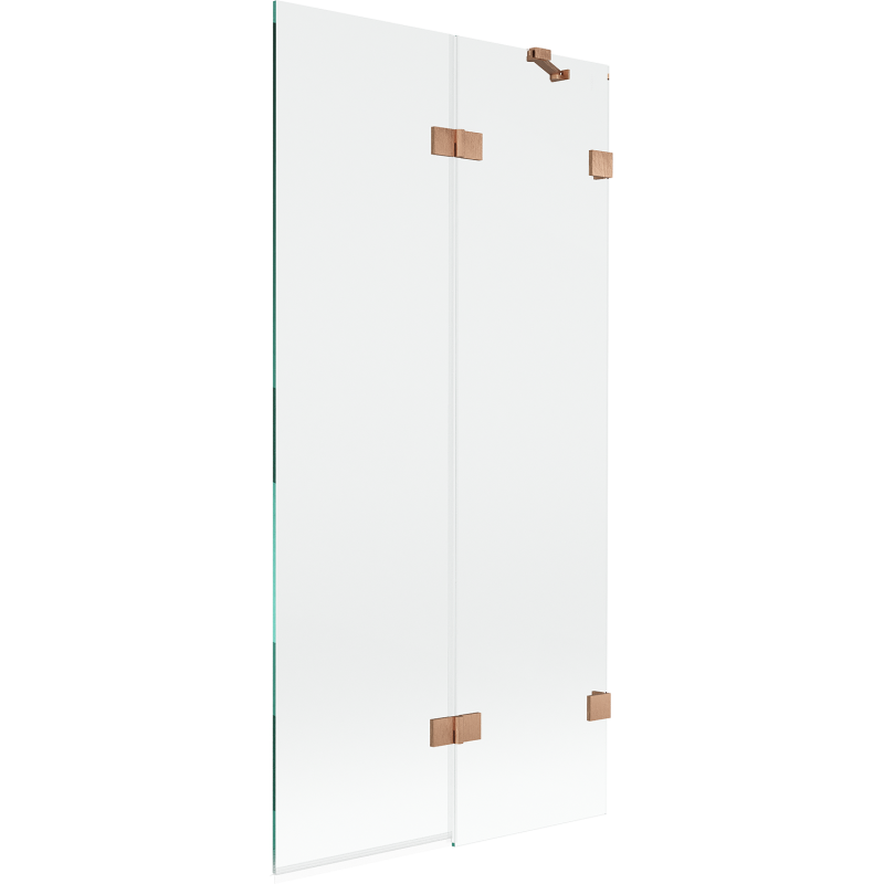 Mexen Lunar paroi de baignoire 2 volets droite 90 x 150 cm, transparent, cuivre brossé - 897-090-100-65-00-P