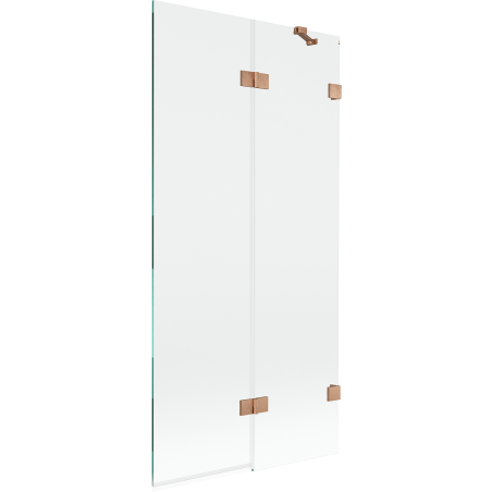 Mexen Lunar paroi de baignoire 2 volets droite 90 x 150 cm, transparent, cuivre brossé - 897-090-100-65-00-P
