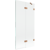 Mexen Lunar paroi de baignoire 2 volets droite 90 x 150 cm, transparent, cuivre brossé - 897-090-100-65-00-P