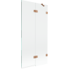 Paroi de baignoire Mexen Lunar 2 volets droite 90 x 150 cm, transparent, cuivre brossé - 897-090-100-65-00-P