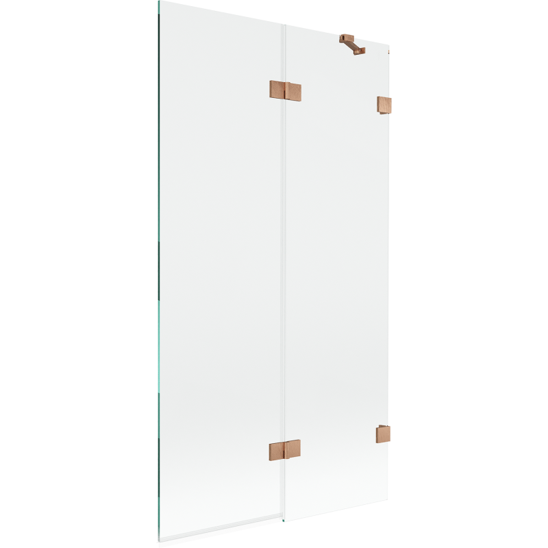 Mexen Lunar paroi de baignoire à 2 vantaux droite 100 x 150 cm, transparent, cuivre brossé - 897-100-100-65-00-P