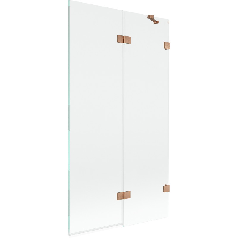 Mexen Lunar paroi de baignoire à 2 volets droite 100 x 150 cm, transparent, cuivre brossé - 897-100-100-65-00-P