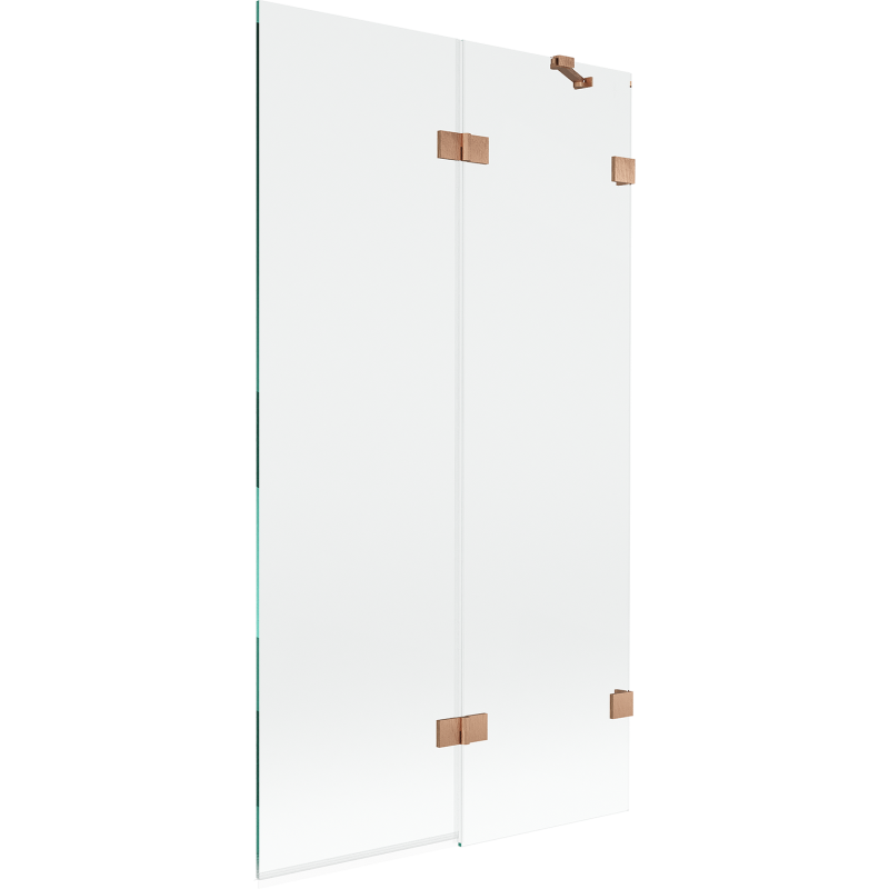 Mexen Lunar paroi de baignoire pliante 2 panneaux droite 100 x 150 cm, transparent, cuivre brossé - 897-100-100-65-00-P