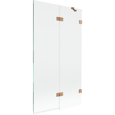 Mexen Lunar paroi de baignoire pliante 2 panneaux droite 100 x 150 cm, transparent, cuivre brossé - 897-100-100-65-00-P