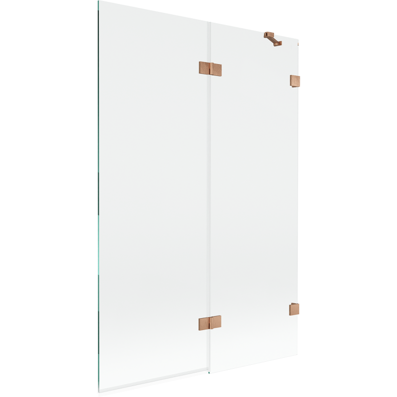 Mexen Lunar paroi de baignoire 2 volets droite 120 x 150 cm, transparent, cuivre brossé - 897-120-100-65-00-P