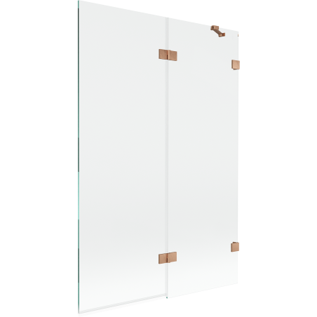 Mexen Lunar paroi de baignoire 2 volets droite 120 x 150 cm, transparent, cuivre brossé - 897-120-100-65-00-P
