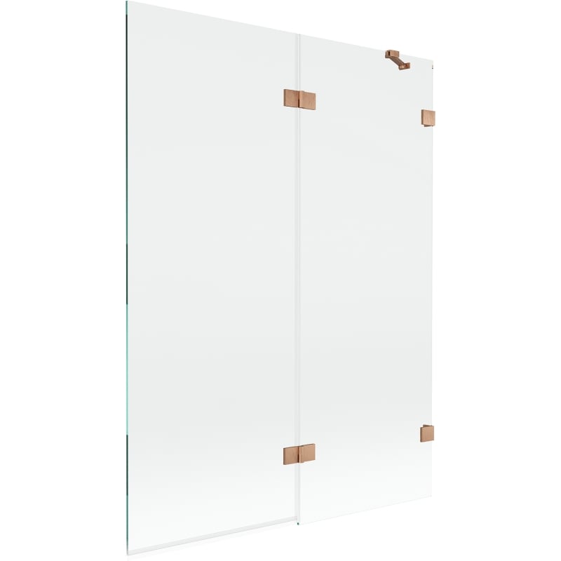 Mexen Lunar paroi de baignoire à 2 volets droite 130 x 150 cm, transparent, cuivre brossé - 897-130-100-65-00-P