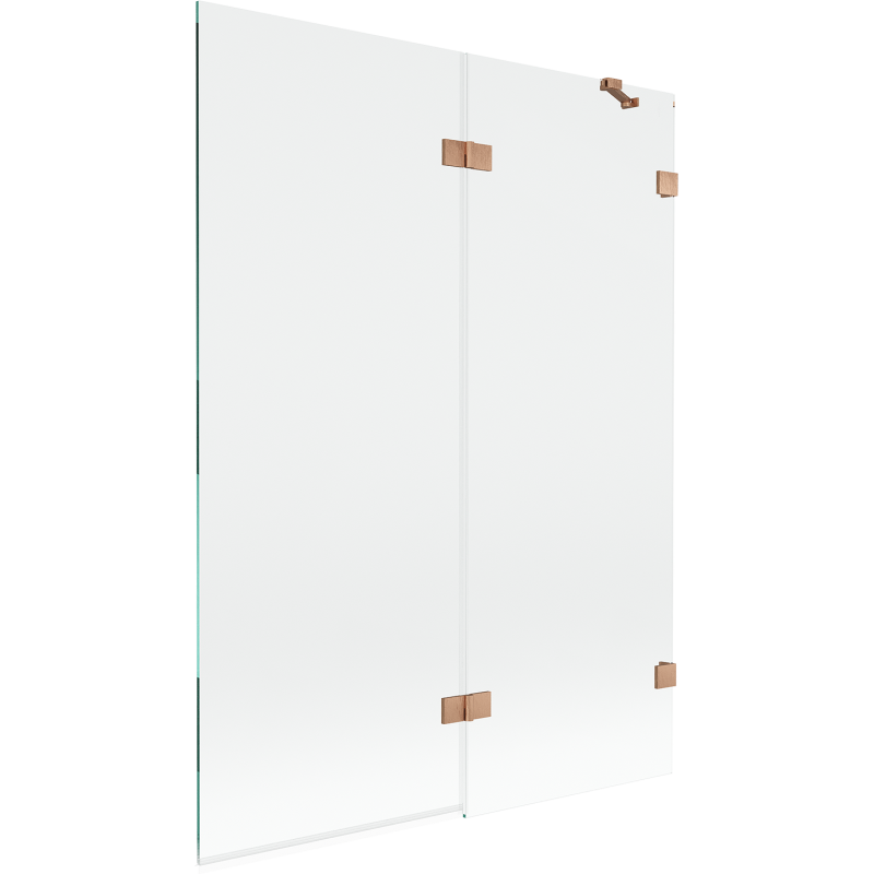 Paroi de baignoire Mexen Lunar à 2 volets droite 130 x 150 cm, transparent, cuivre brossé - 897-130-100-65-00-P