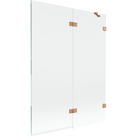 Mexen Lunar paroi de baignoire à 2 volets droite 130 x 150 cm, transparent, cuivre brossé - 897-130-100-65-00-P
