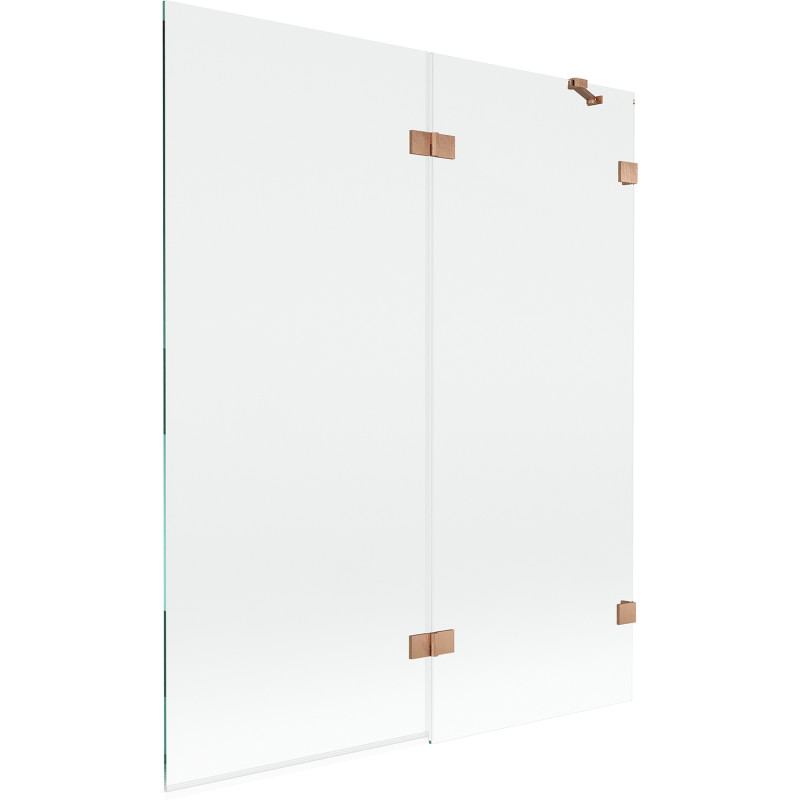 Mexen Lunar pare-douche à 2 volets droit 140 x 150 cm, transparent, cuivre brossé - 897-140-100-65-00-P