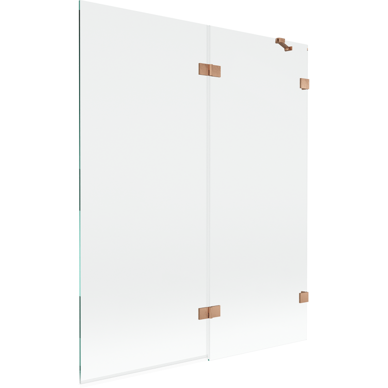 Paroi de baignoire Mexen Lunar 2 volets droite 140 x 150 cm, transparent, cuivre brossé - 897-140-100-65-00-P