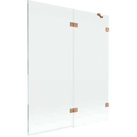 Paroi de baignoire Mexen Lunar 2 volets droite 140 x 150 cm, transparent, cuivre brossé - 897-140-100-65-00-P