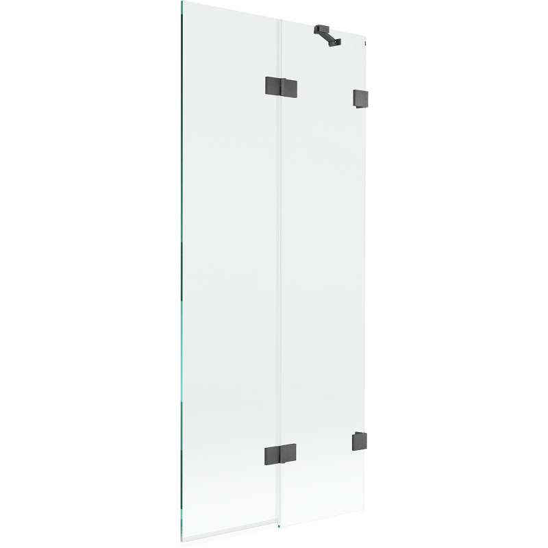 Pare-douche pour baignoire Mexen Lunar 2 volets droit 80 x 150 cm, transparent, gris canon brossé - 897-080-100-66-00-P