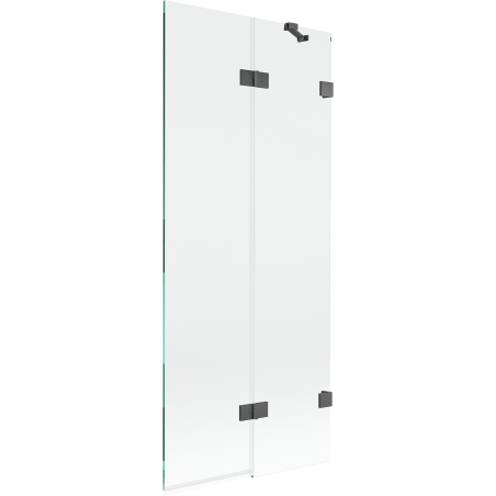 Pare-douche pour baignoire Mexen Lunar 2 volets droit 80 x 150 cm, transparent, gris canon brossé - 897-080-100-66-00-P