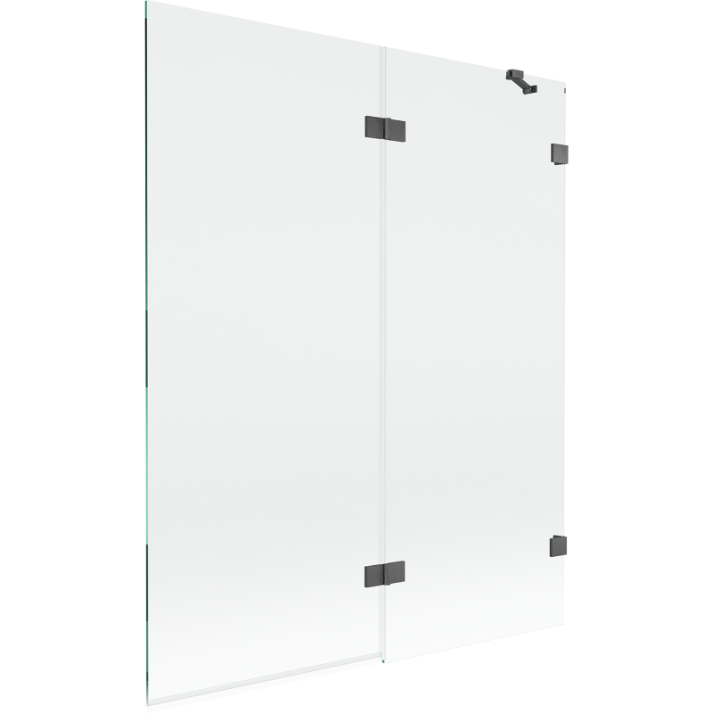 Mexen Lunar paroi de douche à battant 2 portes droite 140 x 150 cm, transparent, gris canon brossé - 897-140-100-66-00-P
