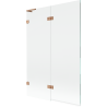 Mexen Lunar L paroi de baignoire à 2 volets, gauche 120 x 150 cm, transparent, cuivre brossé - 897L-120-100-65-00-L