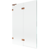 Paroi de baignoire Mexen Lunar L à 2 volets, gauche 120 x 150 cm, transparent, or rose - 897L-120-100-60-00-L
