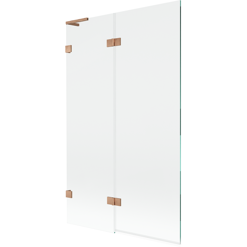 Mexen Lunar L paravent de baignoire à 2 volets gauche 110 x 150 cm, transparent, cuivre brossé - 897L-110-100-65-00-L