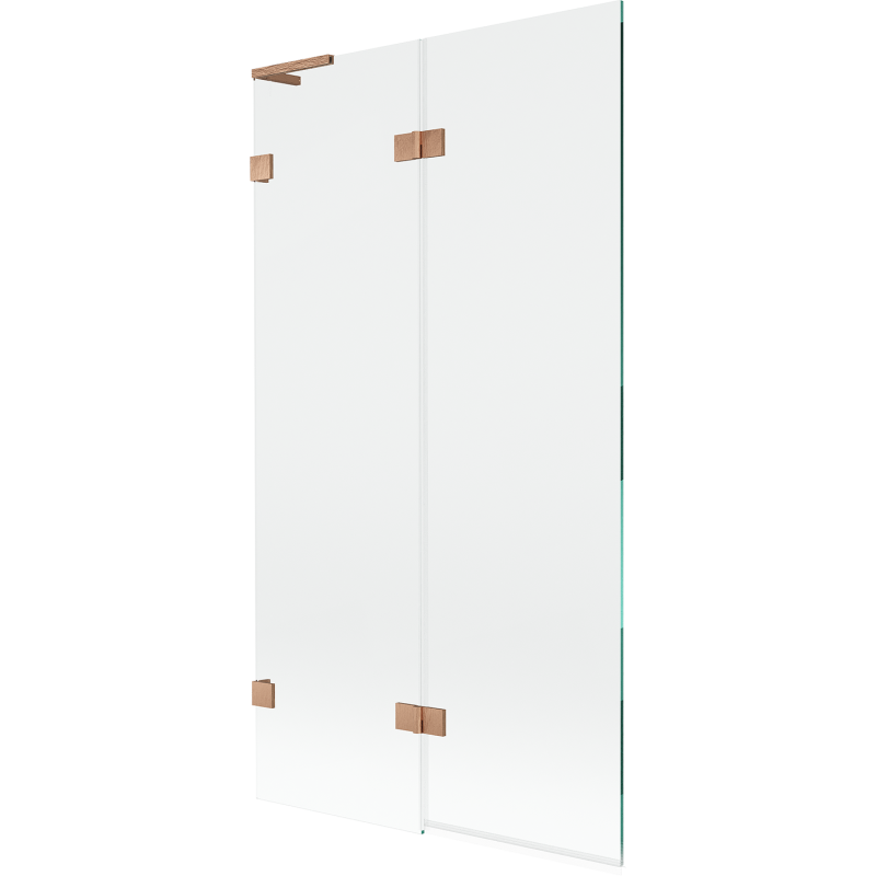 Mexen Lunar L paroi de baignoire à 2 panneaux gauche 100 x 150 cm, transparent, cuivre brossé - 897L-100-100-65-00-L