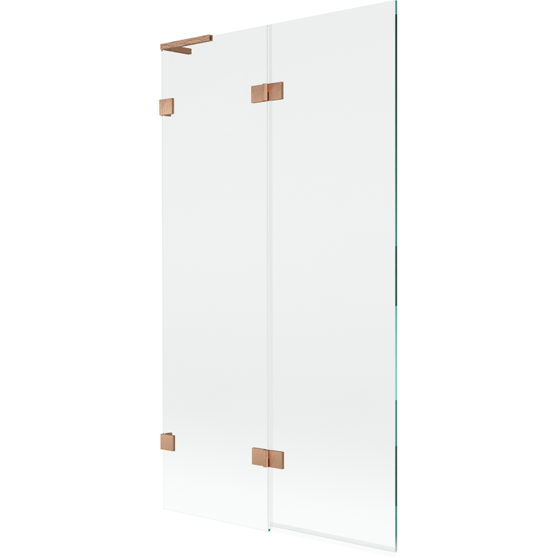 Mexen Lunar L paroi de baignoire à 2 volets gauche 100 x 150 cm, transparent, cuivre brossé - 897L-100-100-65-00-L