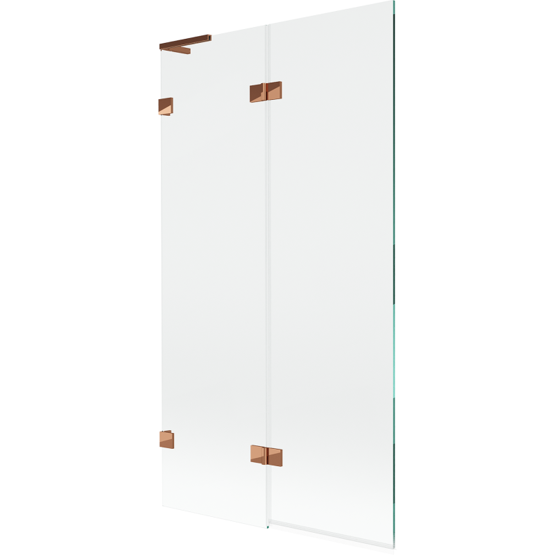 Mexen Lunar L paravent de baignoire 2 volets gauche 100 x 150 cm, transparent, or rose - 897L-100-100-60-00-L