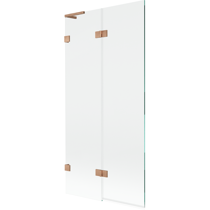 Mexen Lunar L paroi de baignoire 2 panneaux à gauche 90 x 150 cm, transparent, cuivre brossé - 897L-090-100-65-00-L