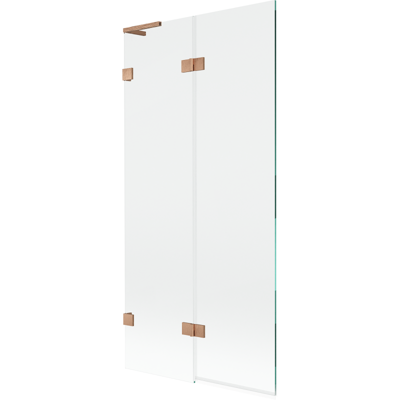Mexen Lunar L paroi de baignoire 2 volets gauche 90 x 150 cm, transparent, cuivre brossé - 897L-090-100-65-00-L