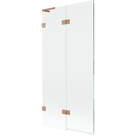 Mexen Lunar L paroi de baignoire 2 panneaux à gauche 90 x 150 cm, transparent, cuivre brossé - 897L-090-100-65-00-L