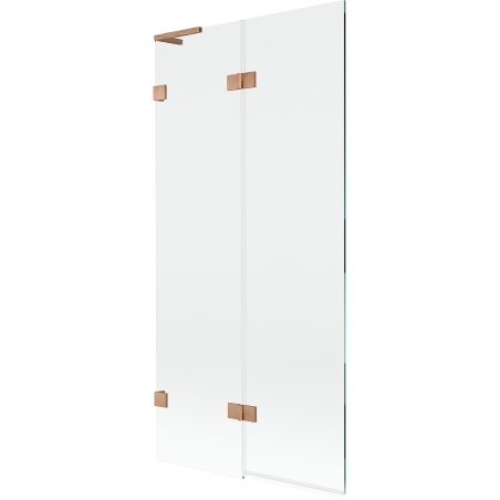 Mexen Lunar L paroi de baignoire 2 volets gauche 90 x 150 cm, transparent, cuivre brossé - 897L-090-100-65-00-L