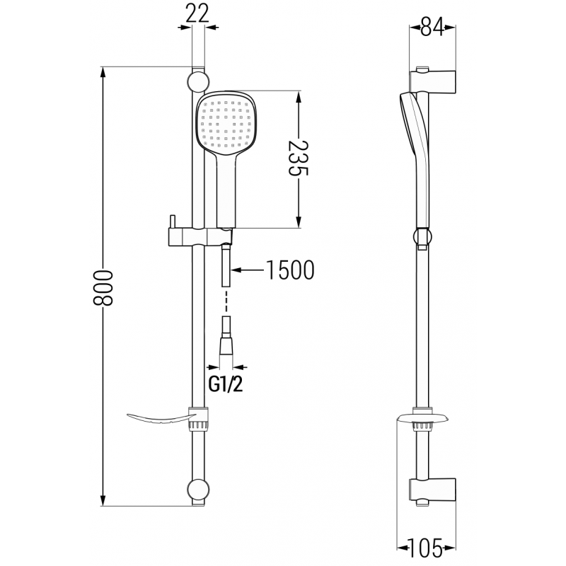 Mexen DF33 ensemble de douche coulissant, noir - 785334582-70