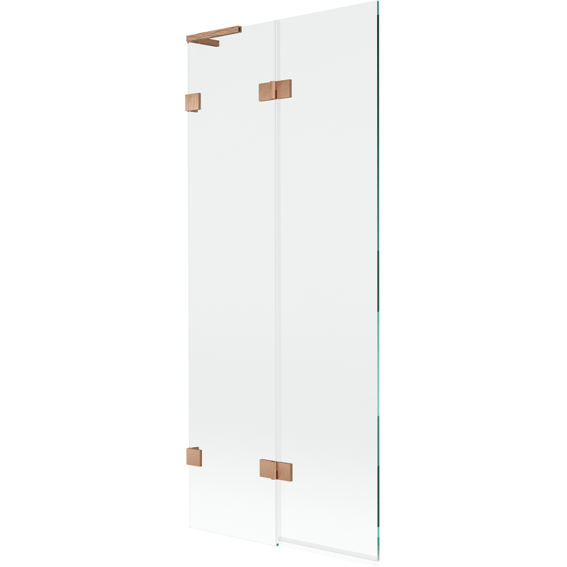 Mexen Lunar L paroi de baignoire 2 volets côté gauche 80 x 150 cm, transparent, cuivre brossé - 897L-080-100-65-00-L