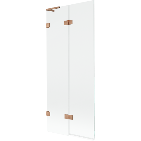 Mexen Lunar L paroi de baignoire 2 volets côté gauche 80 x 150 cm, transparent, cuivre brossé - 897L-080-100-65-00-L