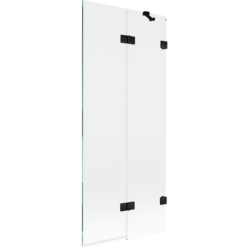 Mexen Lunar paroi de baignoire 2 volets droite 80 x 150 cm, transparent, noir - 897-080-100-70-00-P