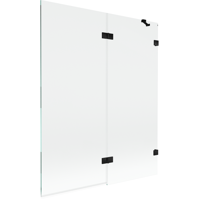 Paroi de baignoire 2 volets, droite, Mexen Lunar, 140 x 150 cm, transparent, noir - 897-140-100-70-00-P
