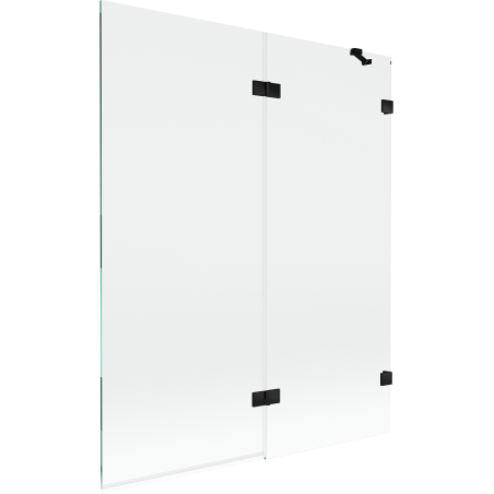 Paroi de baignoire 2 volets, droite, Mexen Lunar, 140 x 150 cm, transparent, noir - 897-140-100-70-00-P