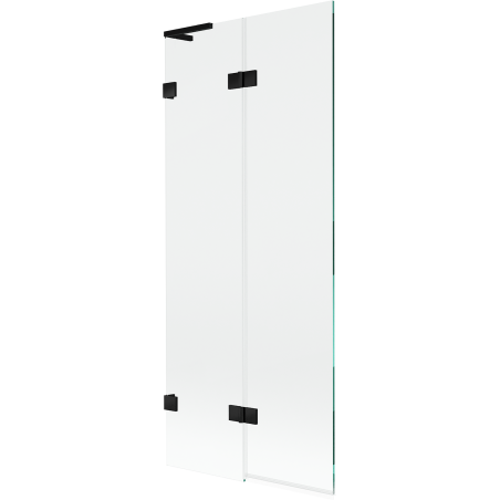 Mexen Lunar L paroi de baignoire à deux volets gauche 80 x 150 cm, transparent, noir - 897L-080-100-70-00-L