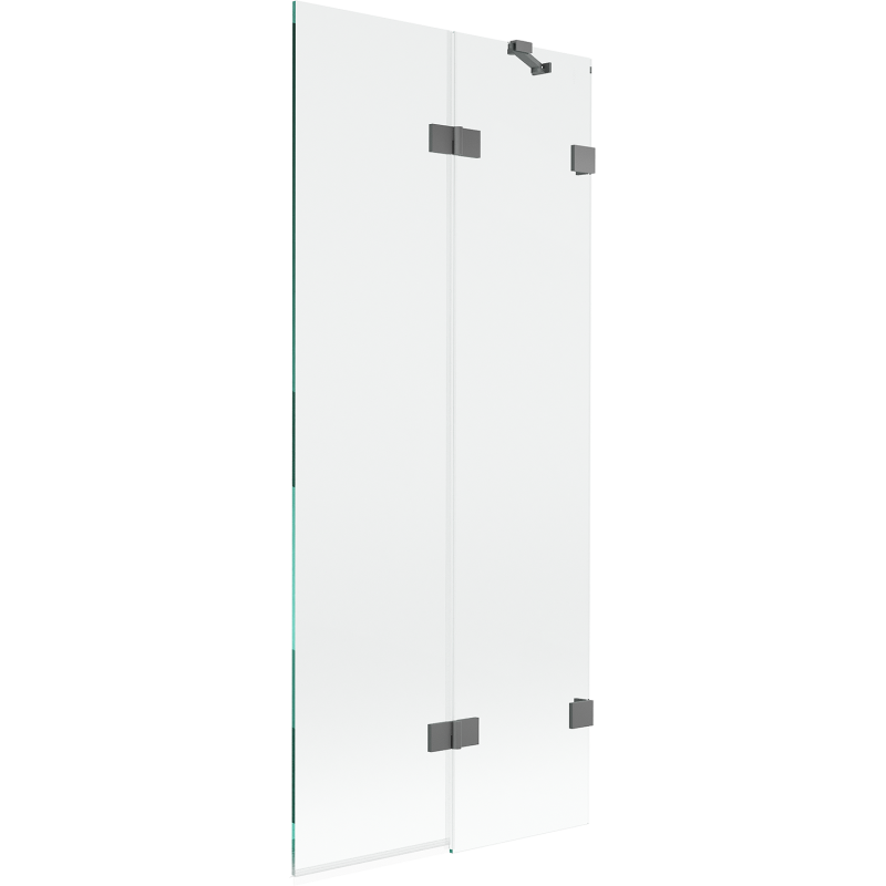 Mexen Lunar paravent de baignoire 2-volets droit 80 x 150 cm, transparent, gun metal - 897-080-100-95-00-P