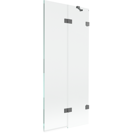 Mexen Lunar paravent de baignoire 2-volets droit 80 x 150 cm, transparent, gun metal - 897-080-100-95-00-P