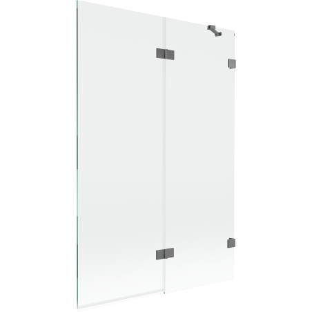 Paroi de douche à double battant droite 120 x 150 cm, transparent, métal brossé - 897-120-100-95-00-P