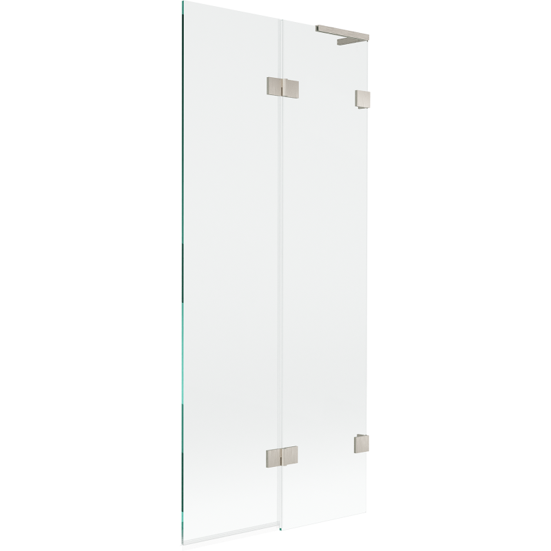 Mexen Lunar L paroi de baignoire à deux volets droite 80 x 150 cm, transparent, nickel brossé - 897L-080-100-97-00-P