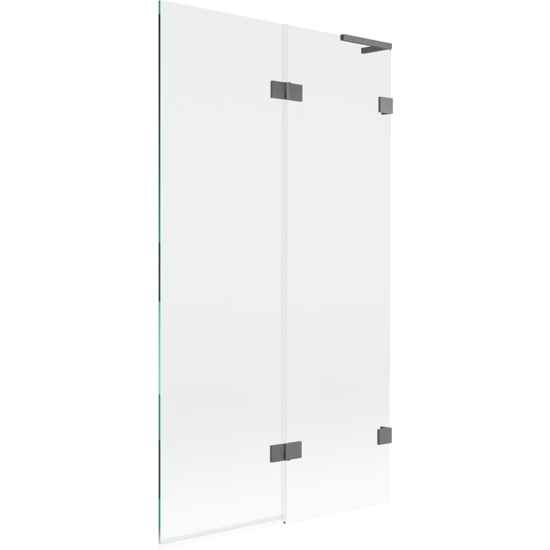 Mexen Lunar L pare-baignoire 2 volets droit 100 x 150 cm, transparent, métal gun - 897L-100-100-95-00-P