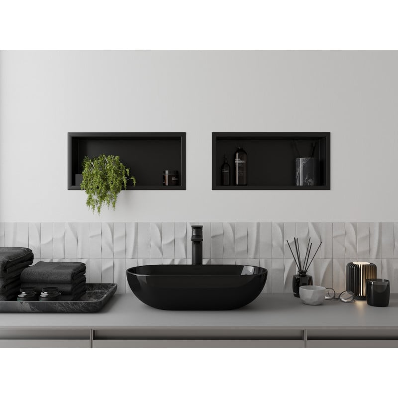 Mexen X-Wall-R étagère encastrée avec rebord 45 x 20 cm, noire - 1970452010
