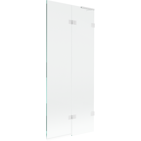Mexen Lunar L paroi de baignoire à 2 volets droite 80 x 150 cm, transparent, blanc - 897L-080-100-20-00-P